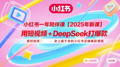 小红书一年陪伴课【2025年新课】，用短视频+deepSeek打爆款，史上最干货的小红书店铺爆款课程艾云项目网-专注分享网络创业项目落地实操课程 – 全网首发_高质量创业项目输出艾云项目网