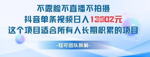不露脸不直播不拍摄抖音单条视频日入1k+这个项目适合所有人长期积累的项目艾云项目网-专注分享网络创业项目落地实操课程 – 全网首发_高质量创业项目输出艾云项目网