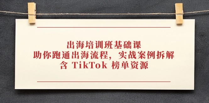 出海培训班基础课，助你跑通出海流程，实战案例拆解，含 TikTok 榜单资源艾云项目网-专注分享网络创业项目落地实操课程 – 全网首发_高质量创业项目输出艾云项目网