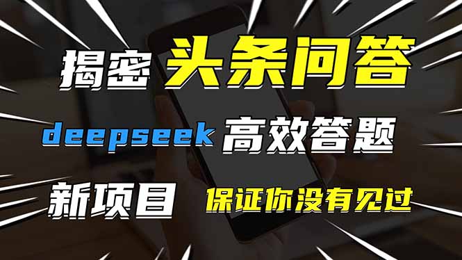 头条问答，刚出的新玩法！保证你没见过！用DeepSeek去高效答题，一个账…艾云项目网-专注分享网络创业项目落地实操课程 – 全网首发_高质量创业项目输出艾云项目网
